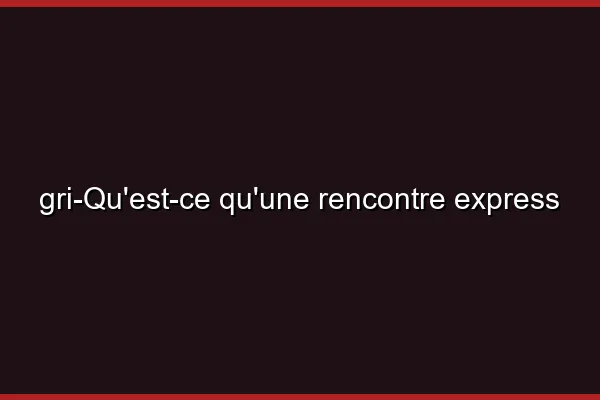 Qu'est-ce qu'une rencontre express