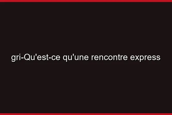 Qu'est-ce qu'une rencontre express